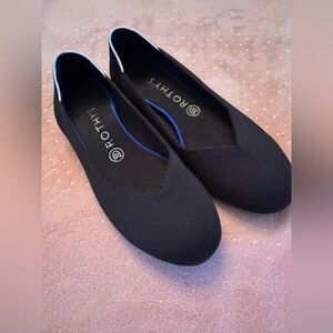 Rothy's Black Flats with Blue Trim